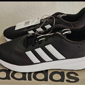 Adidas Men's Black Sneakers with White Stripes